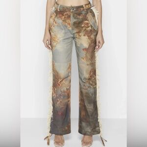 Maniere De Voir Earthy Tones Wide Leg Pants